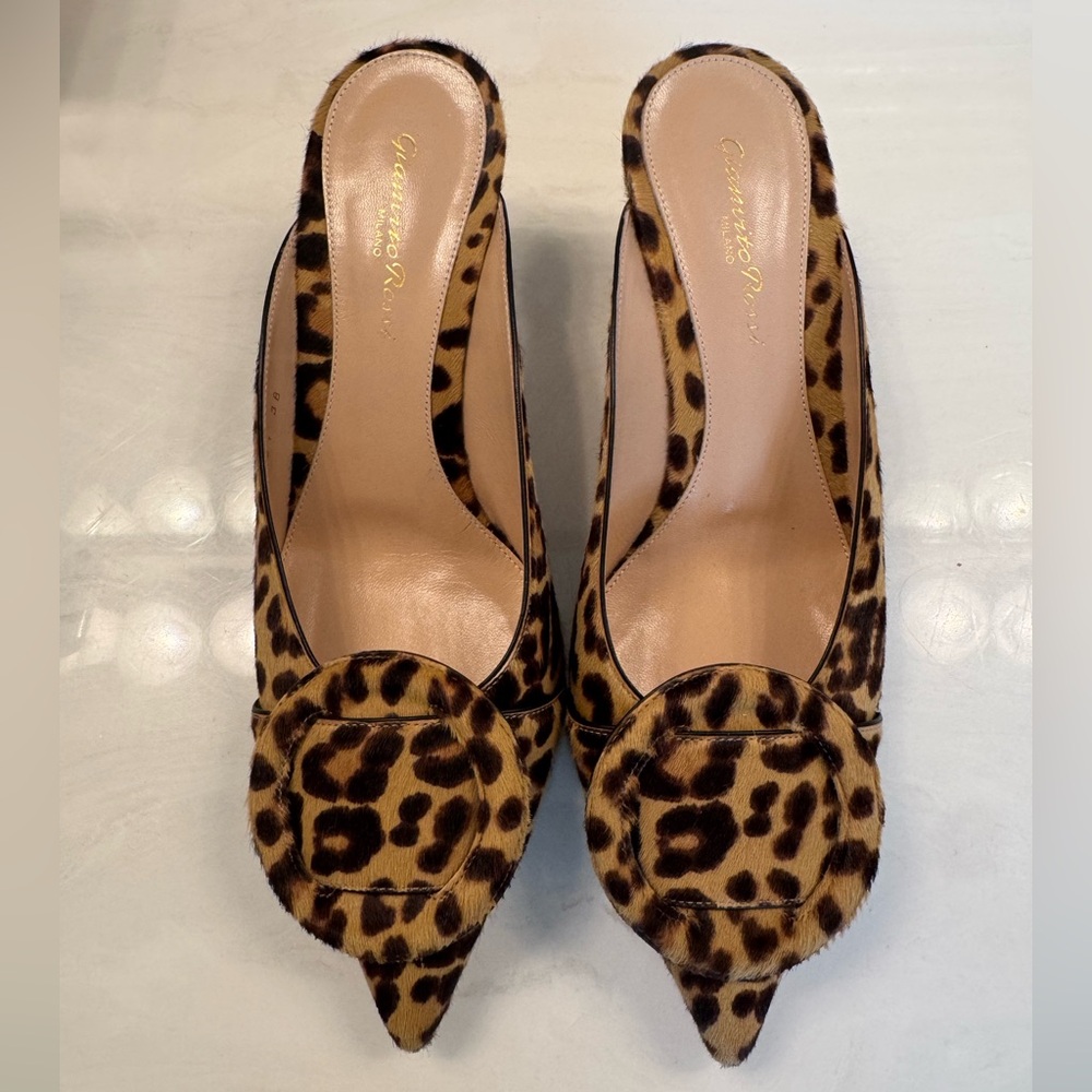 Gianvito Rossi Leopard Print Mules